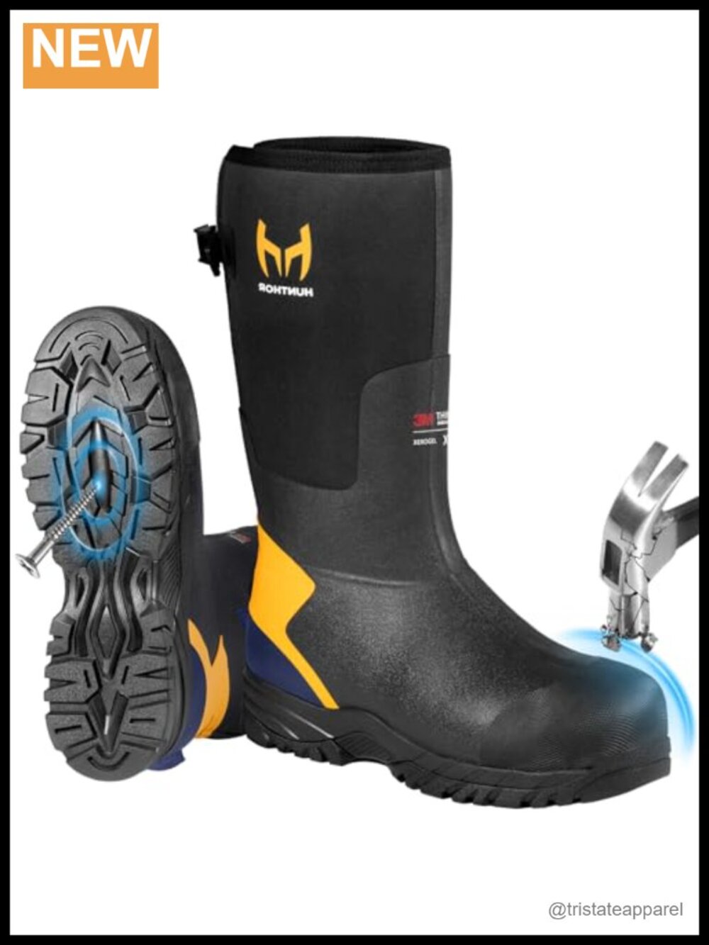 Hunthor Steel Toe Work Boots Xerogel Insulated Waterproof Pull-On